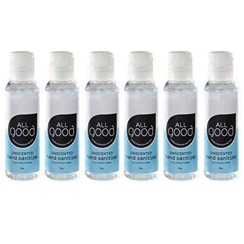 All Good Hand Sanitizer Gel - Moisturizing Aloe Vera, Calendula, Chamomile - Travel Size (2 oz)(6-Pack)