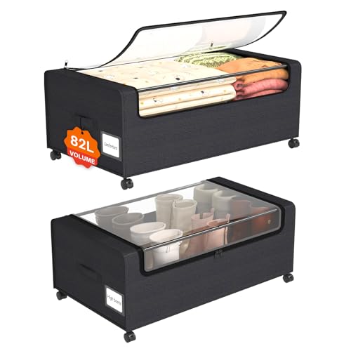 Webetop Under Bed Storage Containers with Wheels,12 inch Under the