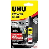 UHU Power Glue   Glue Extra Forte Control   Multi Supports : Plastique, Métal, Bois, Matériaux Non Poreux   Ne Coule Pas   Résistante à L'eau   Application Précise   Transparente   Tube 5 g
