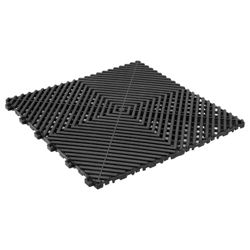 uyoyous PP Garagenboden 20 Stück werkstattboden 40×40CM garagenboden matten 18MM Dick klickfliesen Garage Garagen Schwarz Drainagematte für Garage, Outdoor, Innenpool (3.2m²)