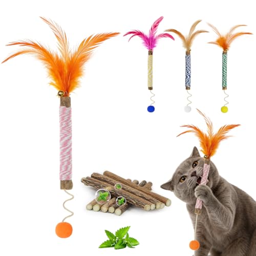 OSDUE Masticar Palos Gato, 14 Palitos De Hierba Gatera, Palitos de Catnip para Gatos, Palo De Gato 100% orgánico Natural, Gato para Aliviar el Aburrimiento de los Gatos y Limpiar los Dientes