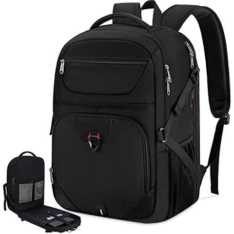 Lubardy Laptop Backpack 17.3 Inch Travel Rucksack for Men with USB Charging Port Water Resistant Laptop Bag Work Backpack for School Business College Hiking Black Cover