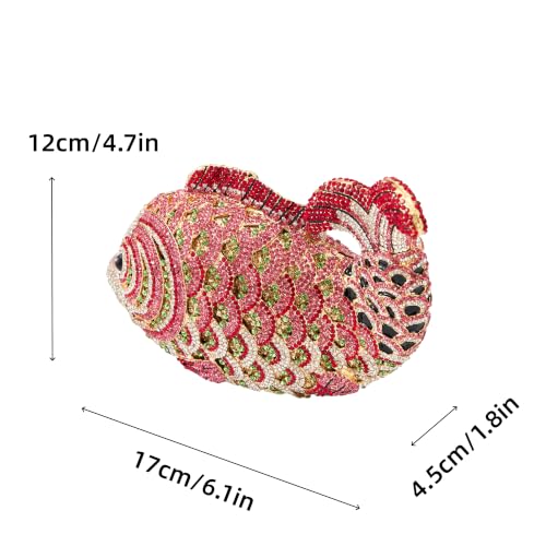 Image of Women Mini Fish Clutch Luxury Rhinestones Purse Sparkling Banquet Handbag Wedding Party Clutch Bag