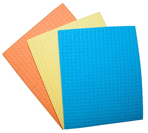 Office Products Paño de esponja de celulosa, 3 unidades, 18 x 16 cm, paños de cocina, ecológicos, reutilizables, para la cocina