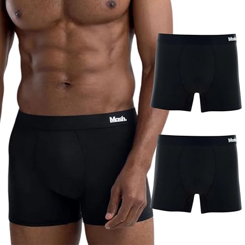 MASH Kit 2 Cuecas Boxer Toque Gelado Microfibra Poliamida Esportiva Dry Fit Minimalista, 2 Preto, M