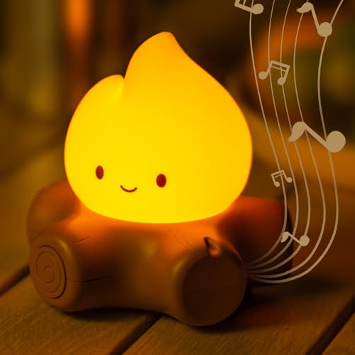 BANDIANCY Chibi Campfire Light with White Noise, Sleep Aid Night Light for Kids, Portable Rechargeable Funny Cozy Camping Night Light for Room Decor, Cute Gifts