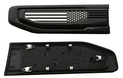 Image of Pair New Custom USA Flag 5.3L 6.2L V8 Side Vent Emblems Kit 3D Car Badge Compatible with 2019-2026 GMC Sierra GM 85160715 86532094 (USA Flag-Black White)