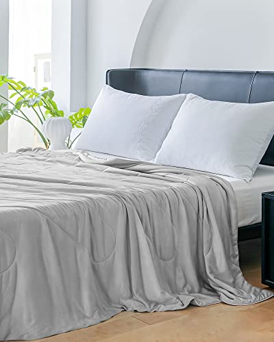 Topblan Cooling Comforter Queen, Cooling Blanket For Summer Throw With Q-Max>0.44 Fabric, Absorbs Body Heats To Keep Cool For Hot Sleepers, Soft & Machine Washable, 79"X 86" Grey #TOP6