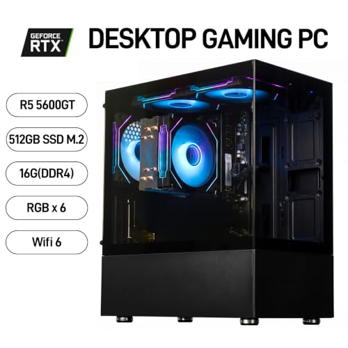 Image of LXZ Gaming Desktop PC,Ryzen 5 5600GT 6-Core Processor, 16GB DDR4 RAM, 1TB M.2 NVMe SSD, Radeon Vega 7 Graphics, Prebuilt Tower Computer for Office & Casual Gaming