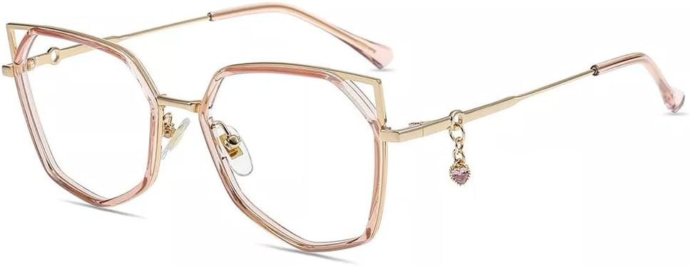 Firmoo Cat Eye Blue Light Blocking Glasses with Gemstone Pendant for Computer Reading Glasses for Women UV400 Protection
