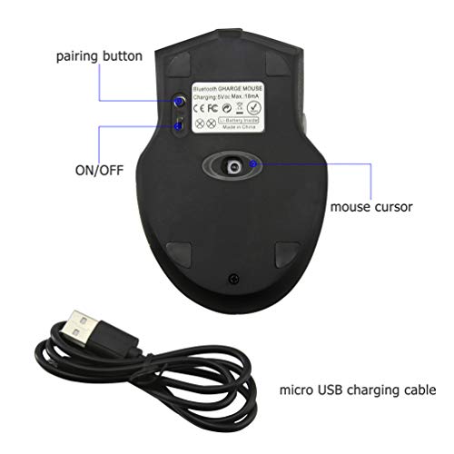 Bluetooth Wireless Mouse,Rechargeable Silent Mouse 16000 Dpi 6 Buttons Mice For Notebook Pc Laptop Computer Windows/Android Tablet/Microsoft/Macbook Pro (Black 2) #TOP5