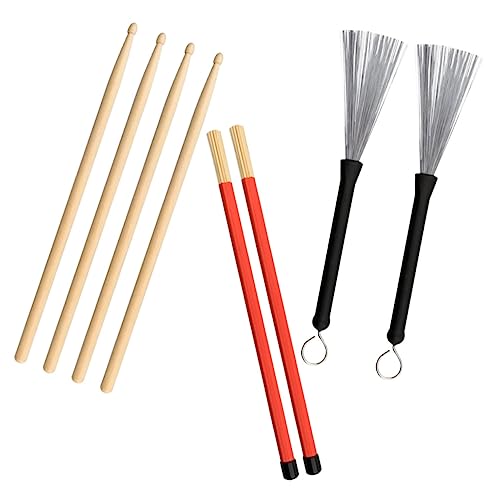 Set de baquetas de arce y cepillo de alambre para percusión miniatura 1