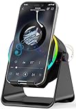 Wireless Induction Speaker- 5 in1 Bluetooth Speaker Phone Stand with Colorful Ambient Light 360Β° Rotation Compatible with iPhone Android iPad Samsung Galaxy- Unique Birthday Gift for Men Women Adults