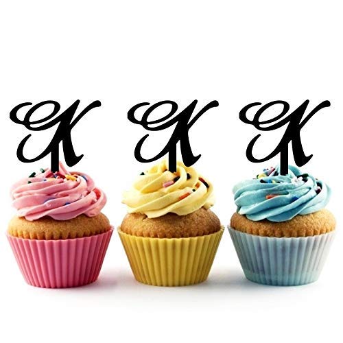 Alphabet Letter K Silhouette Acrylic Cupcake Toppers 12 Pcs #TOP16