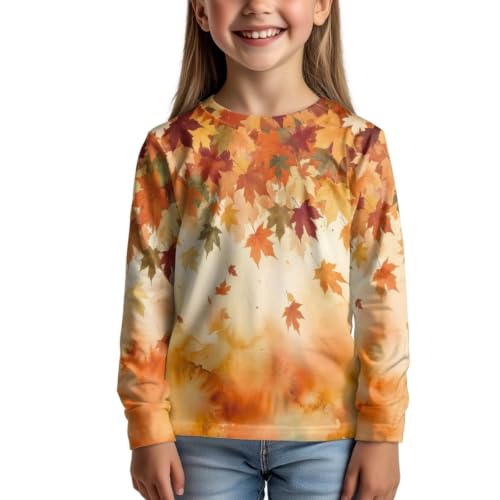 Image of Girls Long Sleeve Shirts Casual Crewneck Soft T-shirts for Girls 3-16 Years Old