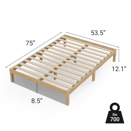 Image of LIFEMENT Full Bed Frame Classic Wood Platform, Noise Free, Under Bed Storage, No Box Spring Needed, Easy Assembly, Natural Natural