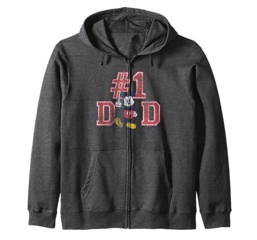 Mickey Mouse Number One Dad sweat capuche zip rouge veste Disney homme coton