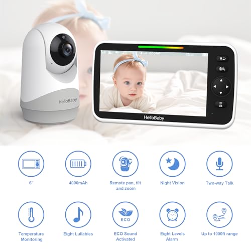 HelloBaby 6”IPS Large Screen, Video Baby Monitor の商品画像 1