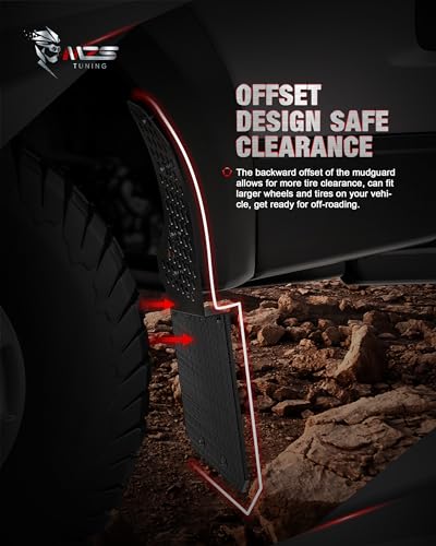 Image of MZS Truck Mud Flaps Splash Guards Compatible with Silverado Sierra 1500 2500 3500 HD Classic, Offset Mudflaps Mudguards No Drill for Pickup, Front and Rear, Pack of 4