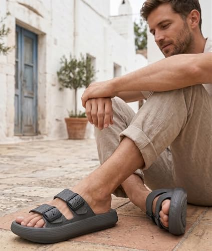 Image of BenSorts Pillow Sandals for Women Men Thick Sole Adjustable Buckles EVA