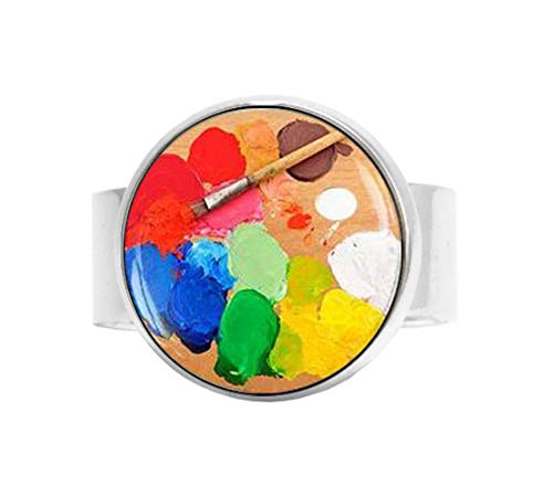 Artist Palette Ring, Rainbow Paint Palette Ring, Artist Ring, Gift for Painter Art Teacher Art Student Ring
