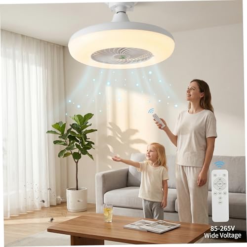 Ventilador de techo con luz para techos bajos con base E27 regulable 8