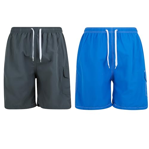 Men's Swim Trunks,Swimming Shorts with Mesh Lining, Beach Shorts Bathing Suit with Cargo Pocket Classic Solid Prints