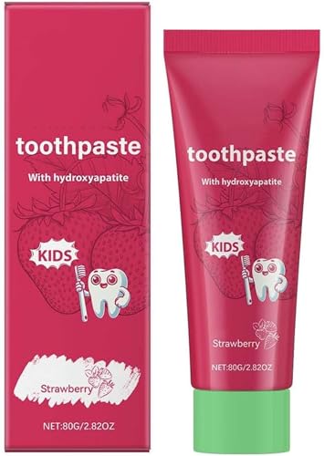 Pasta dental infantil con hidroxiapatita, pasta dental blanqueadora probiótica, protección del esmalte dental con sabor a fresa para niños mayores de 2 años
