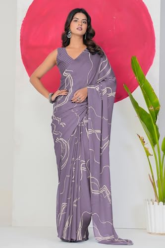 Image of MIRCHI FASHION Saree for Woman Chiffon Georgette Geometric Printed | Lightweight Farewell and Women's Office Sari with Blouse Piece