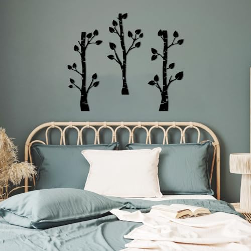 ShxTrade Metal Tree Wall Decor, Birch Tree Wall Art, Tree Branches Vertical Metal Wall Rustic Wall Sculpture for Home Living Room Bedroom Bathroom (Black) - Image 6