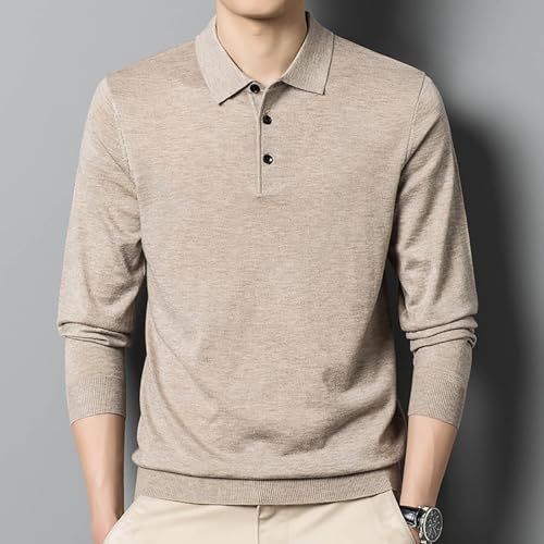 Polo tricot homme manches longues col fin pull basique élégant - 2