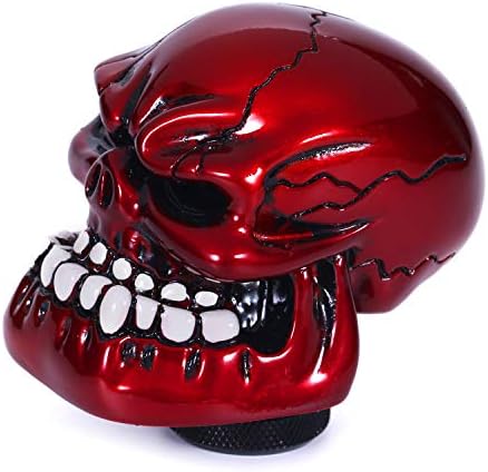 Bashineng Skull Shift Knob Transmissions Gear Shifter Stick Handle Shifting Lever Fit Most Manual Automatic Cars Truck SUV (Red)