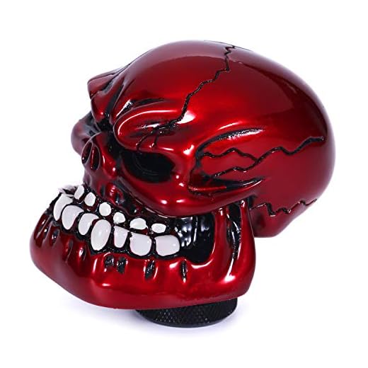 Bashineng Gear Stick Knob Skull Style Shift Head Replacement Shifter Fit Most Manual Automatic Cars (Red)
