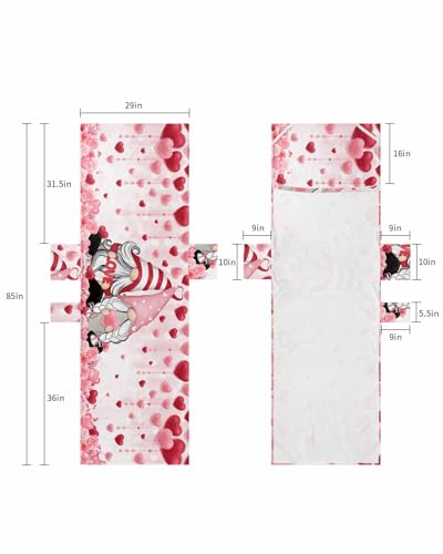 Red Pink Gnomes Valentines Beach Lounge Chair Towel Cover, Soft Chaise Lounge Towel with Side Pockets Patio Pool Chairs Cover for Beach/Pool Sunbathing 29x85 Pink Floral Love Heart