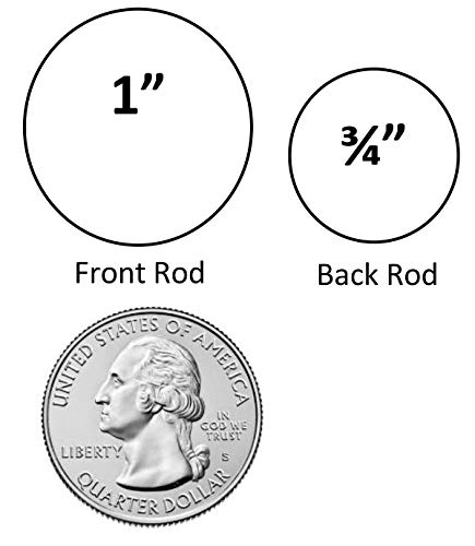 Urbanest Crackle Glass Flat Button 1" 3/4" Double Drapery Curtain Window Rod Set - 28" To 48", Brushed Steel #TOP2