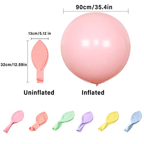 36 Inch Pastel Balloons Large Round Macaron Balloons 6Pc Big Colorful Latex Balloons For Photo Shoot Wedding Baby Shower Birthday Party Decorations #TOP1
