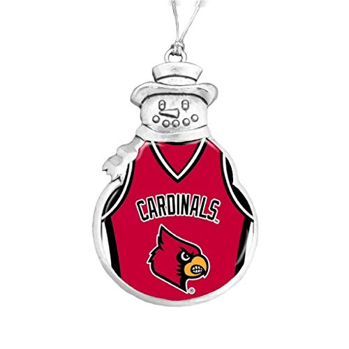 Louisville Cardinals Snowman Basketball Jersey Silver Christmas Ornament UL Gift