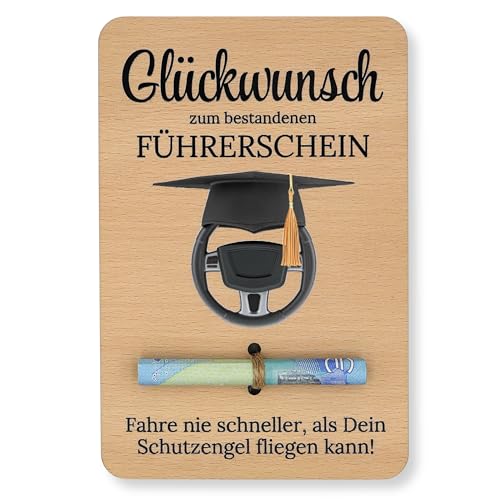 ZUKLA Verpackung für Geldgeschenke Führerschein Geschenk - Holz - 15 x 10 cm - Geldgeschenk Verpackung Holz - Führerschein Gutschein