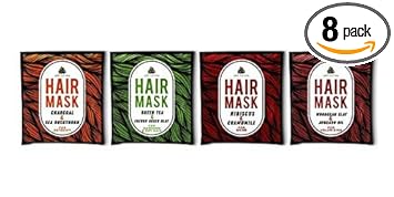 Arotatvika Natural Hair Mask, 2 Pack of Green Tea, 2 Pack of Moroccan Clay, 2 Pack of Charcoal, 2 Pack of Hibiscus | Made with Shea Butter & Essential Oils | Paraben and Sulphate free (25 ml Each)