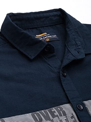 Image of The Indian Garage Co Men Regular Fit Solid Full Sleeves Spread Collar Casual Shirt