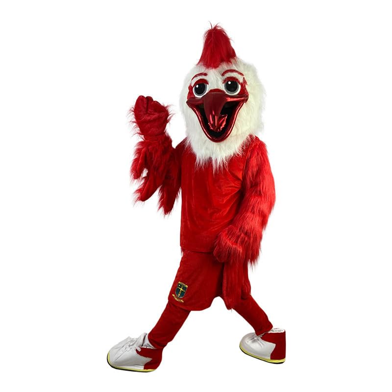 Sport Red Cock Rooster Mascot Costume Fancy Dress Cartoon Outfit
