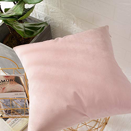 Mernette Pack Of 2, Velvet Soft Decorative Square Throw Pillow Cover Cushion Covers Pillow Case, Home Decor Decorations For Sofa Couch Bed Chair 18X18 Inch/45X45 Cm (Light Pink) #TOP1