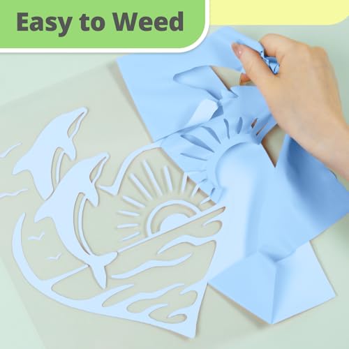 Image of HTVRONT Blue HTV Vinyl Roll - 12 inch x 10ft Blue Iron on Vinyl for All Cutter Machine & Silhouette Cameo, Heat Transfer Vinyl Rolls for t Shirts - Easy to Cut & Weed for Heat Vinyl Design