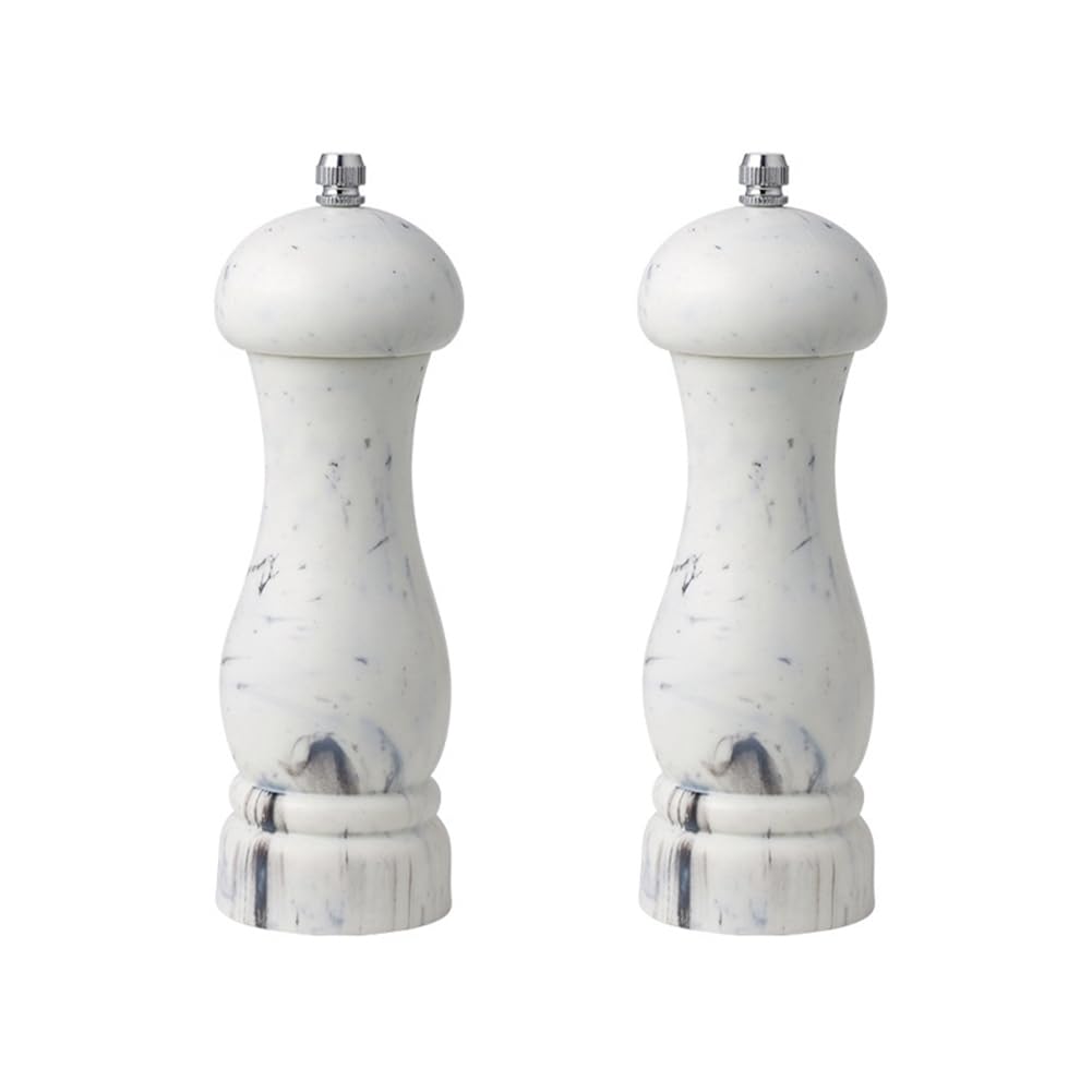 Fangxuee Salt & Pepper Grinder Set, Imitation Marble Refillable Mills, Easy-to-Use Manual Spice Grinders for Peppercorns 2Pcs