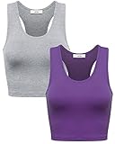Simlu Women Basic Sleeveless Sexy Racerback Cotton Bustier Cropped Tank Top Vest