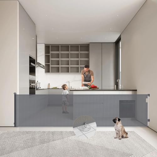 Muaket 0-300cm Très Large Barrière de Sécurité Rétractable pour Bébés, Barriere de Securite Enfant Extensible Opération à Une Main, Barrière Chiens...