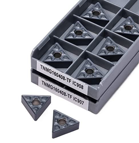 AALLYN Indexable Carbide Lathe Tool 10PCS TNMG160408 IC907 IC908 Lathe Carbide Turning Tool Steel (Size : TNMG160408-TF IC908)