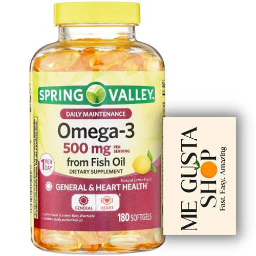 Spring Valley Omega 3 500mg 180 Softgels from Fish Oil Dietary Supplements + me Gusta Sticker