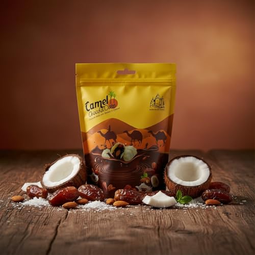 Image of Camel Chocolate Date with Almond & Coconut 400g, Premium Dates Filled with Almonds Coated in Milk Chocolate & Coconut Flakes, Middle Eastern Sweet Snack, Luxury Dates Gift Pack, Imported