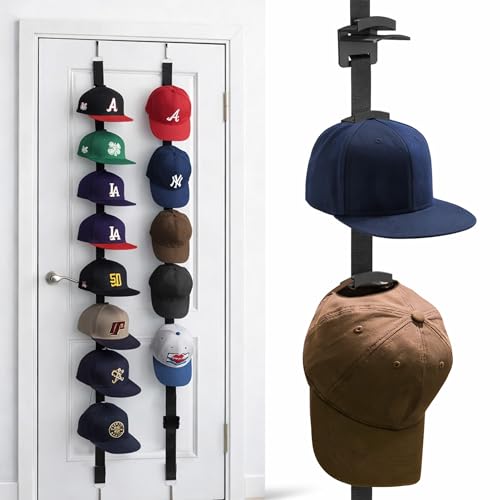 QUELIEN Cap Halter für Tür Baseballkappen Organizer zum Aufhängen über der Tür verstellbarer Kappenhalter ohne Bohren mit Display Haken Hutablage für Schrank und Schlafzimmer 1 Stück